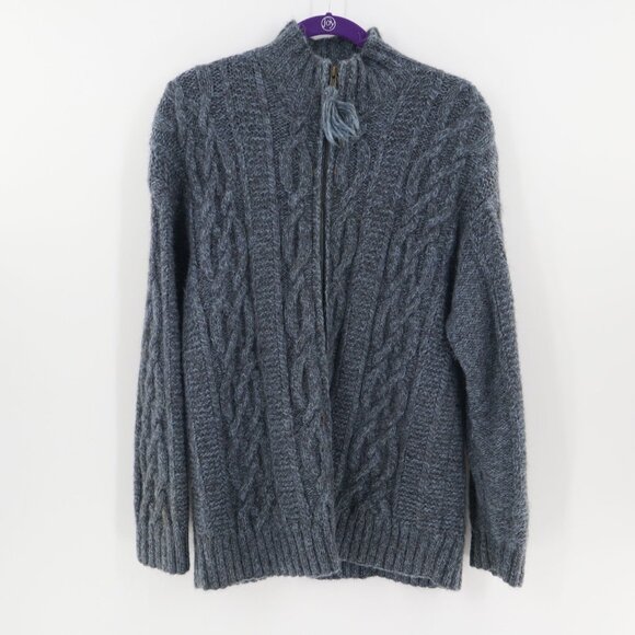 Jones New York Sport Hand Knit Alpaca Wool Sweater Women M Gray Outdoor Layering - Picture 1 of 16